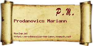 Prodanovics Mariann névjegykártya